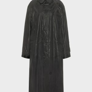 Foil-printed trench coat