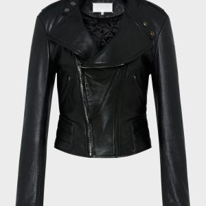 Folded Collar Leather Jacket