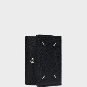 Black Embossed Tri-Folded Leather Wallet