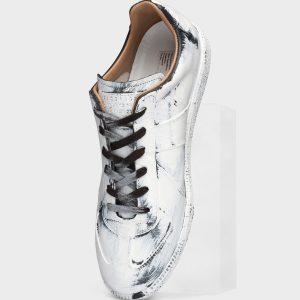 Replica White Paint Sneakers Black