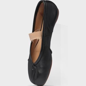Black Elastic-banded Tabi Ballerina Flats