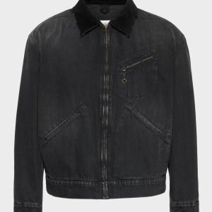 Men's Black Cotton Denim Jacket