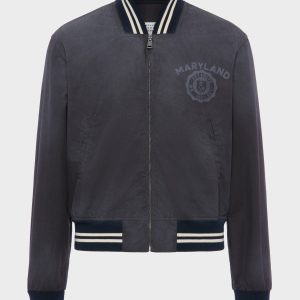 Denim varsity caban jacket