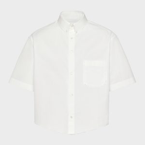 Men's White Cotton Short-Sleeved Shirt