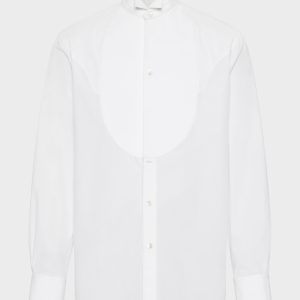 Men's White Cotton Long-Sleeved Shirt