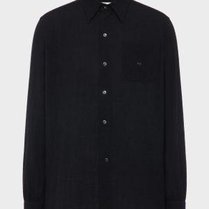 Virgin wool long-sleeved shirt