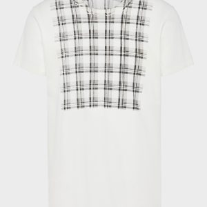 Cotton T-shirt with check panel