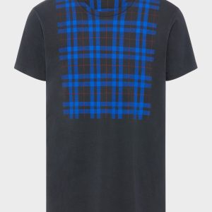Cotton T-shirt with check panel