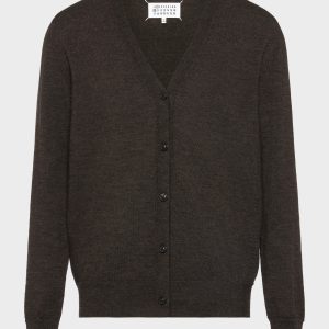 Men's Brown Wool Elbow Patch Wool Cardigan