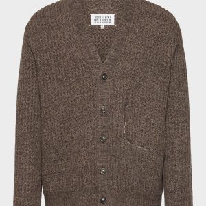 Men's Brown Cotton Wool Cardigan
