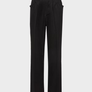 Men's Black Wool Minimal Trousers
