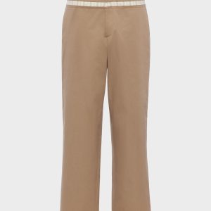 Waxed cotton wide-leg trousers