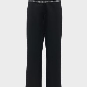 Waxed cotton wide-leg trousers
