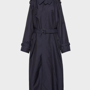 Women's Blue Wool Trench Coat