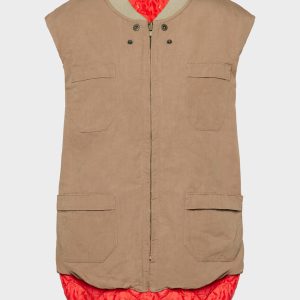 Women's Brown Cotton & Linen Reversible Gilet