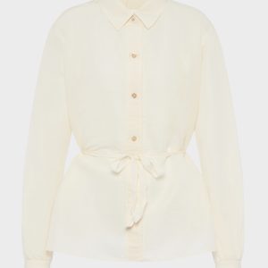 Tie-waist silk cotton shirt