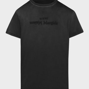 Women's Black Cotton Reverse Logo T-Shirt