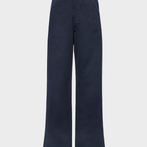 Women's Blue Cotton Herringbone Trousers