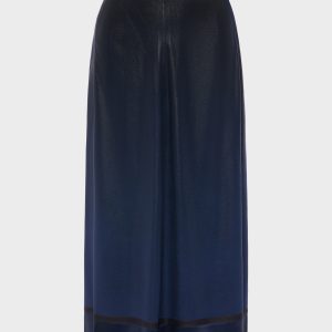 Foil-treated midi skirt