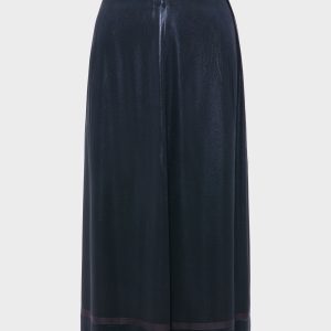 Foil-treated midi skirt