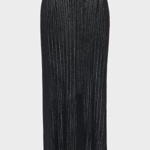 Ribbed knit midi skirt