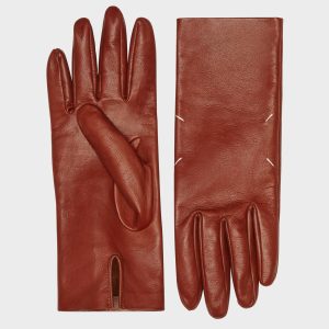 Women's Red Leather Gloves