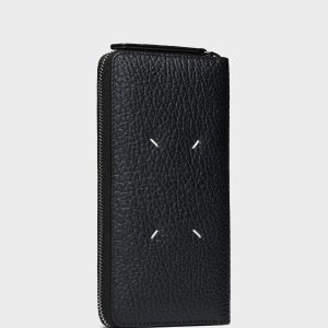 Zip-Around Leather Wallet Black