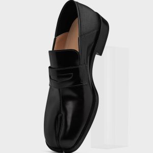 Men's Black Leather Tabi Slip-On
