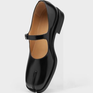 Men's Black Leather Tabi City Mary-Janes