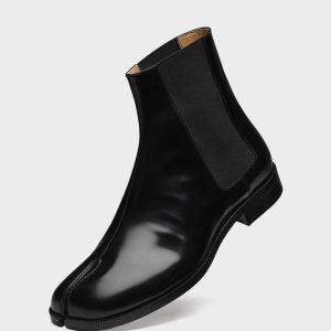 Men's Black Leather Tabi Chelsea Boots