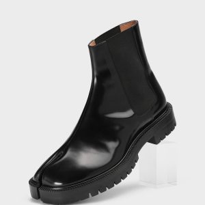 Men's Black Leather Tabi Chelsea Boot