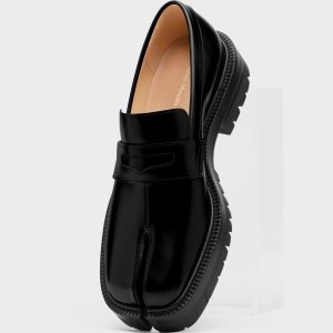 Women's Black Calf Leather Tabi Loafers