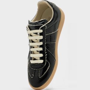 Women's Black Leather Replica Sneakers