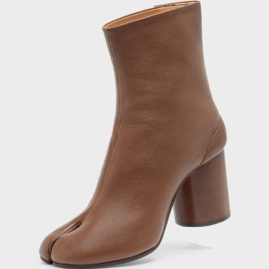 Women's Brown Lambskin Leather Tabi Chelsea Boots