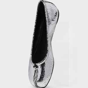 Tabi Mirror Ballerina Shoes Silver