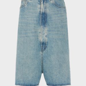 Dropped-Rise Denim Bermudas