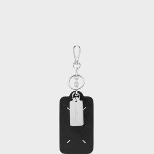 Black Calf Leather Keyring and Card Holder
