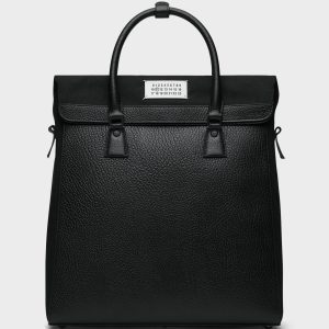 Black Leather 5AC Backpack with Handles