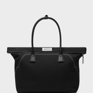 Black Leather Large 5AC Shopping Bag