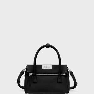 Black Leather 5AC East West Small Handbag