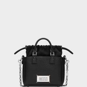 Black Leather 5AC Tote Bag