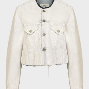 White Cropped Denim Jacket