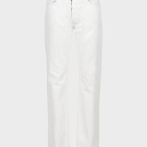 White Mid-rise Straight-Leg Jeans