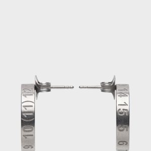 Silver Hoop Earrings Thick - Numerical